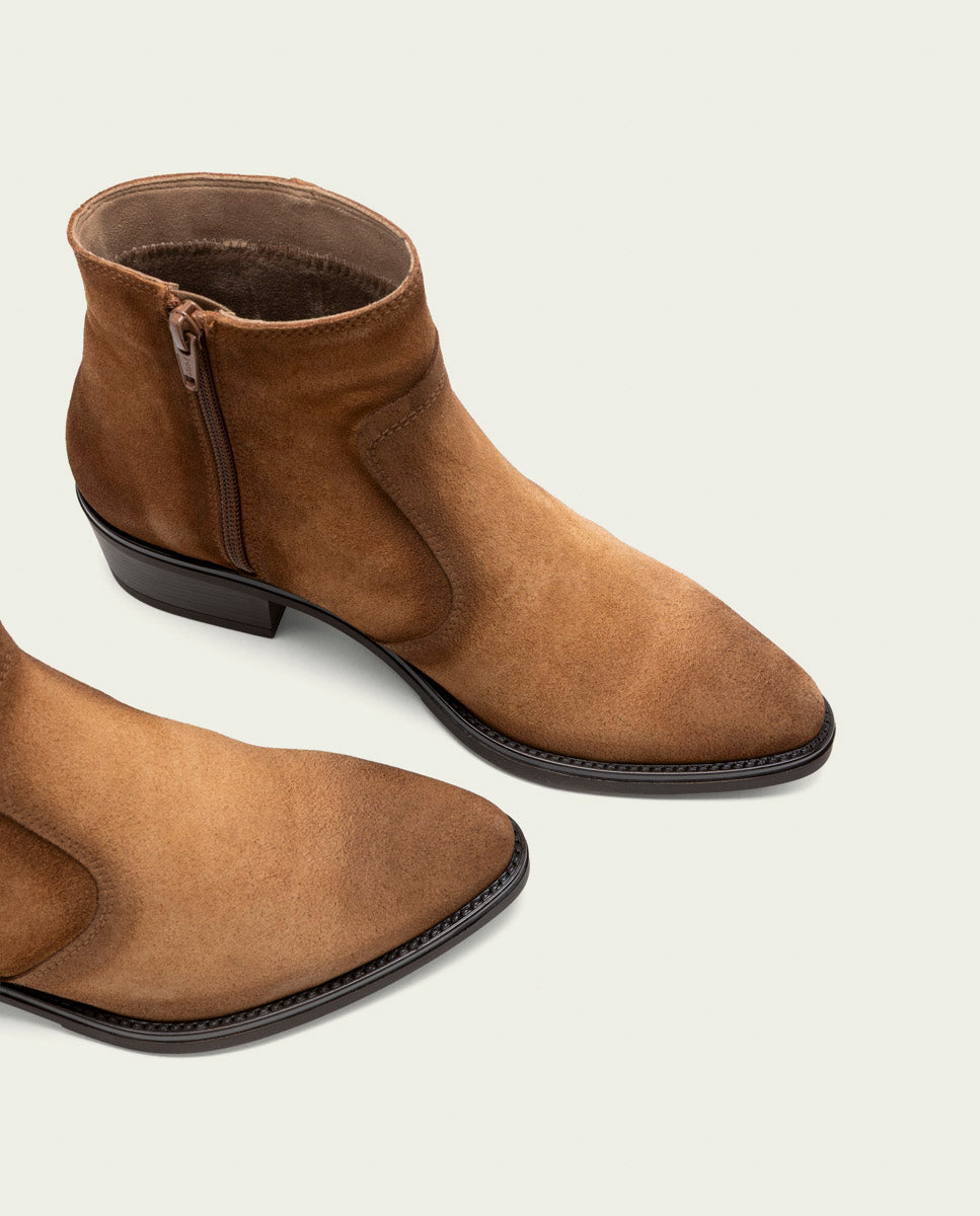 LEATHER MARINA LEATHER ANKLE BOOTS WITH ZIPPER