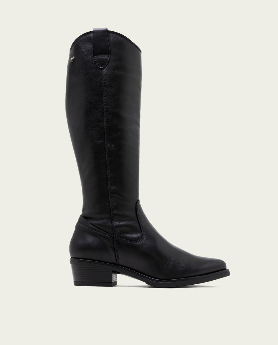 BLACK MÓNICA LEATHER BOOTS WITH ZIPPER
