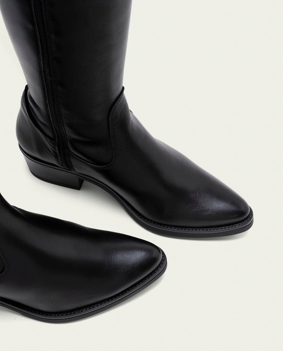BLACK MÓNICA LEATHER BOOTS WITH ZIPPER