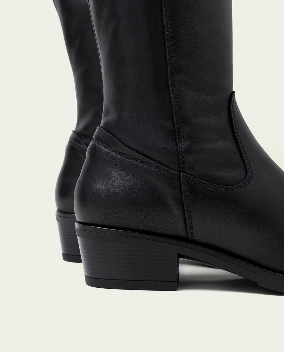 BLACK MÓNICA LEATHER BOOTS WITH ZIPPER