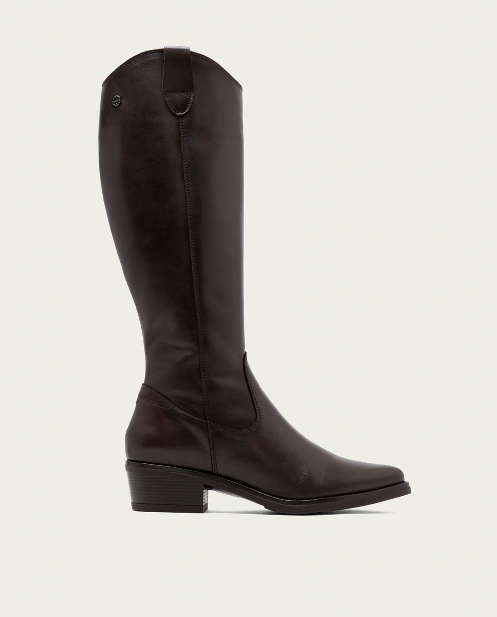 BOTTINES EN CUIR NOIR AVEC FERMETURE MÓNICA MOKA