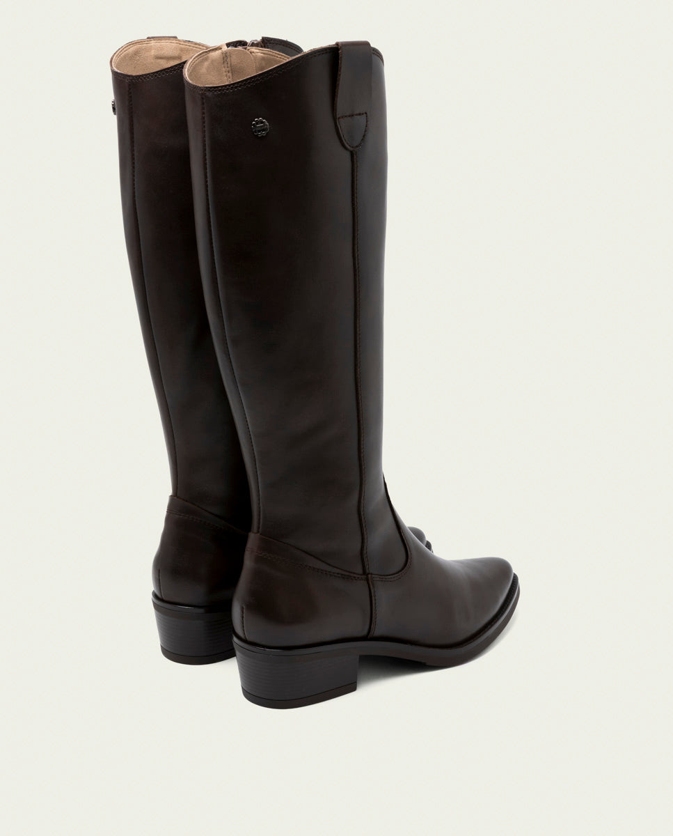 BOTTINES EN CUIR NOIR AVEC FERMETURE MÓNICA MOKA