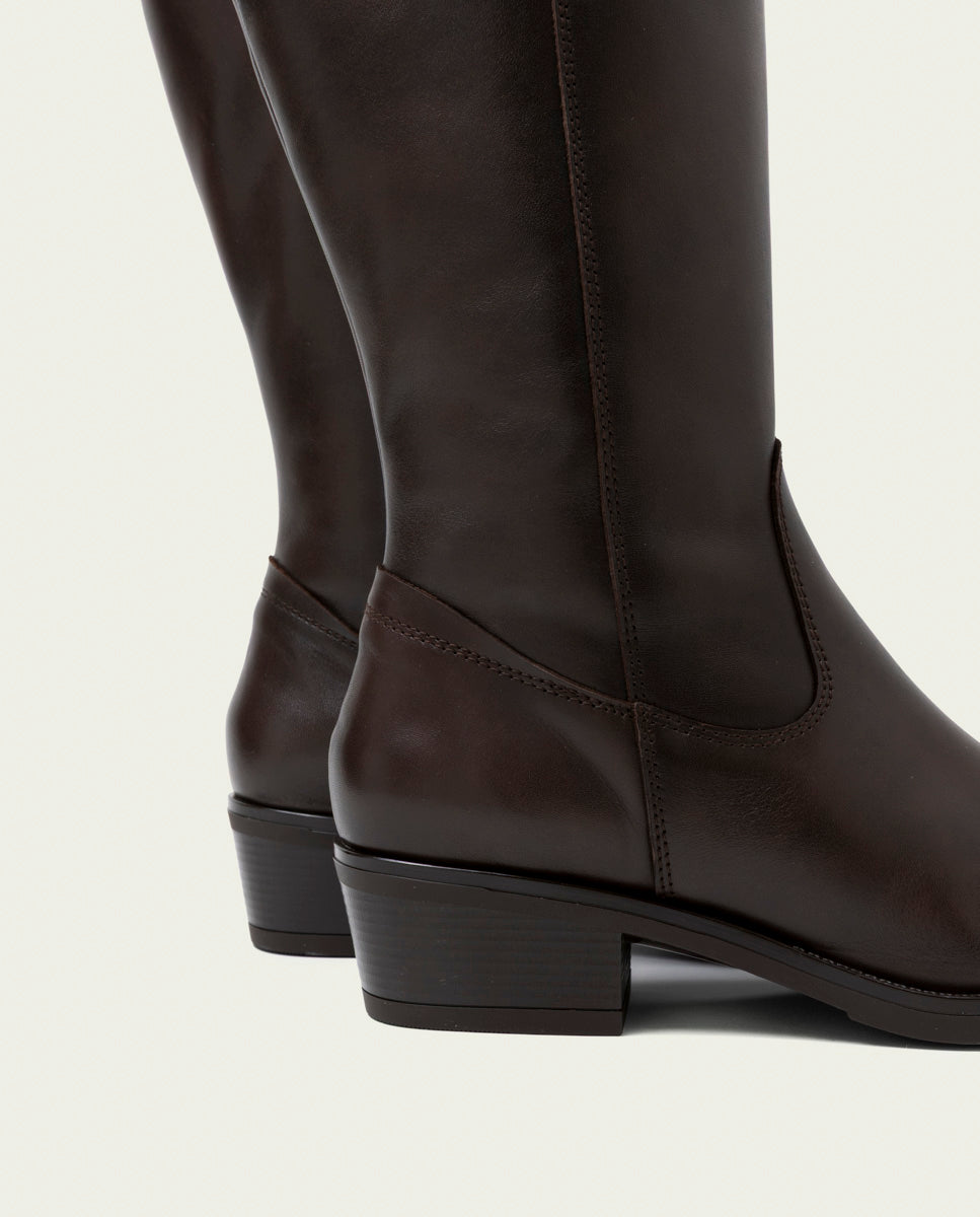 BOTTINES EN CUIR NOIR AVEC FERMETURE MÓNICA MOKA