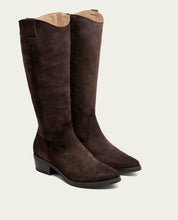 BOTTES EN CUIR AVEC FERMETURE ÉCLAIR MANUELA MOKA