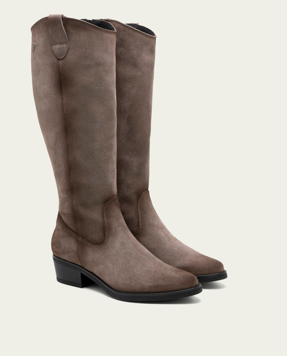 BOTTES EN CUIR AVEC FERMETURE ÉCLAIR MANUELA GRIS