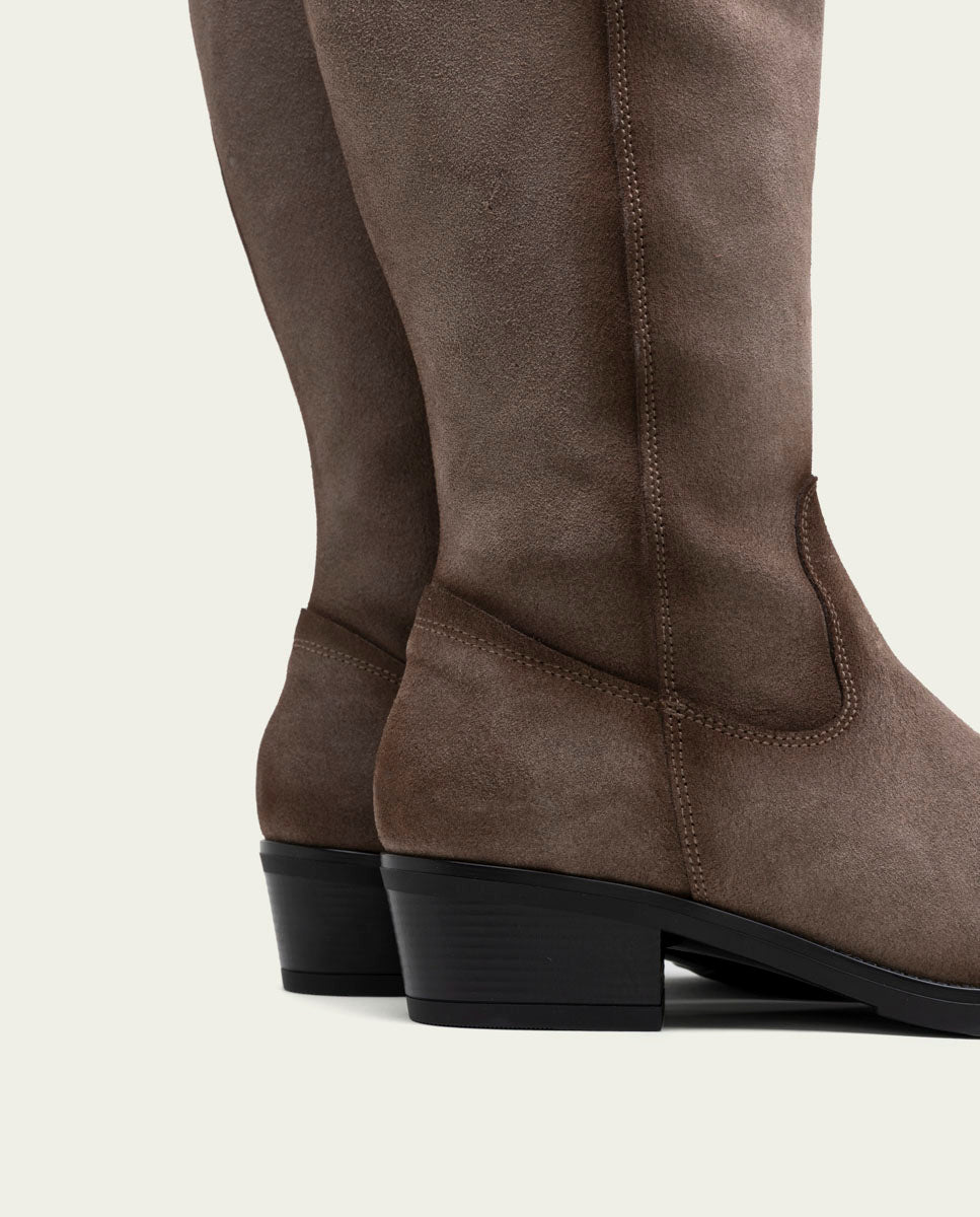 BOTTES EN CUIR AVEC FERMETURE ÉCLAIR MANUELA GRIS