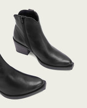 BLACK NATALIA LEATHER COWBOY ANKLE BOOTS WITH ZIPPER