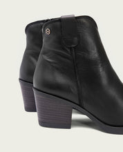 BLACK NATALIA LEATHER COWBOY ANKLE BOOTS WITH ZIPPER
