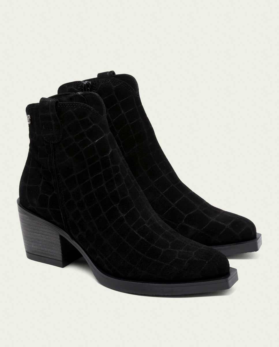 Taupe Noelia Leather Cowboy Ankle Boots with Zipper