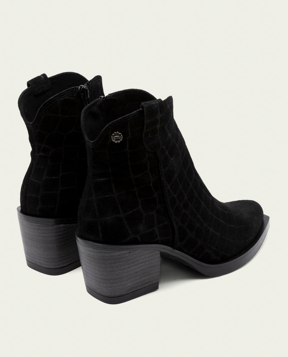 Taupe Noelia Leather Cowboy Ankle Boots with Zipper