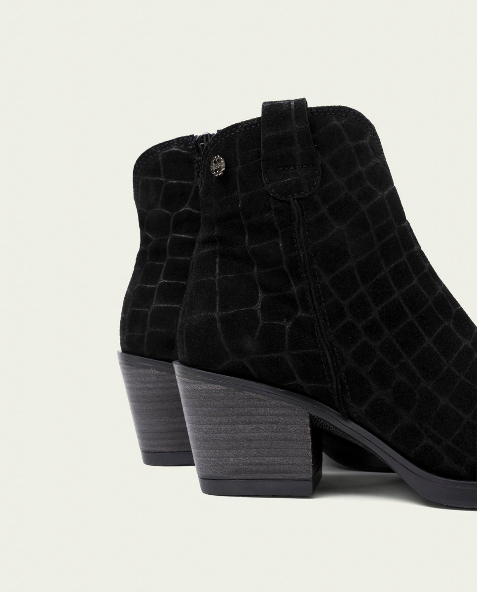 Taupe Noelia Leather Cowboy Ankle Boots with Zipper