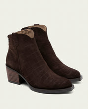 Moka Noelia Leather Cowboy Ankle Boots with Zipper