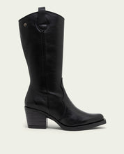 Black Nerea Leather Cowboy Boots with Zipper