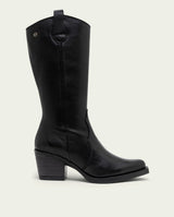 Black Nerea Leather Cowboy Boots with Zipper