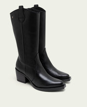 Black Nerea Leather Cowboy Boots with Zipper