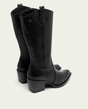 Black Nerea Leather Cowboy Boots with Zipper