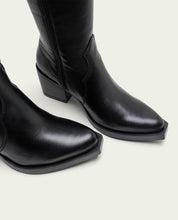 Black Nerea Leather Cowboy Boots with Zipper