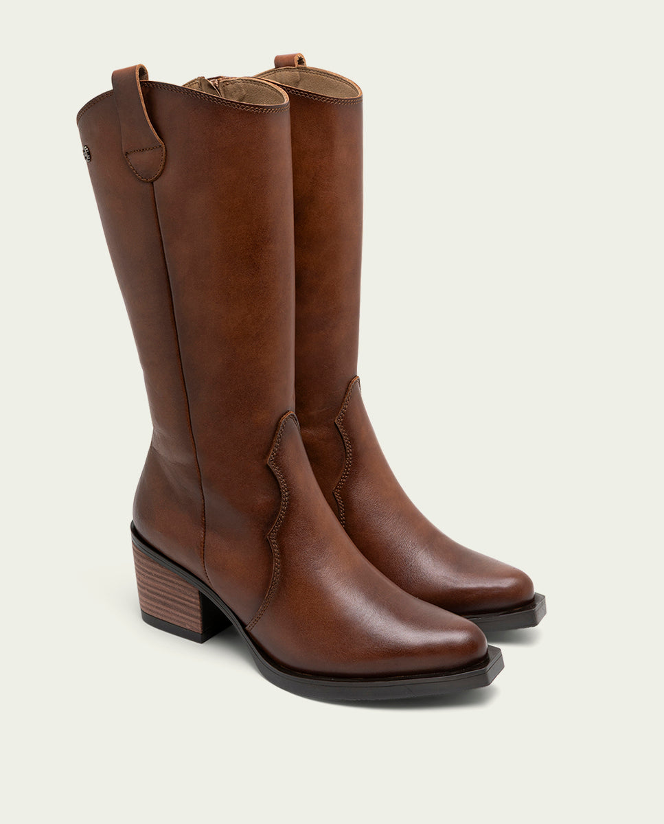 NEREA TAN LEATHER COWBOY BOOTS