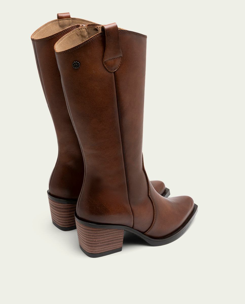 NEREA TAN LEATHER COWBOY BOOTS