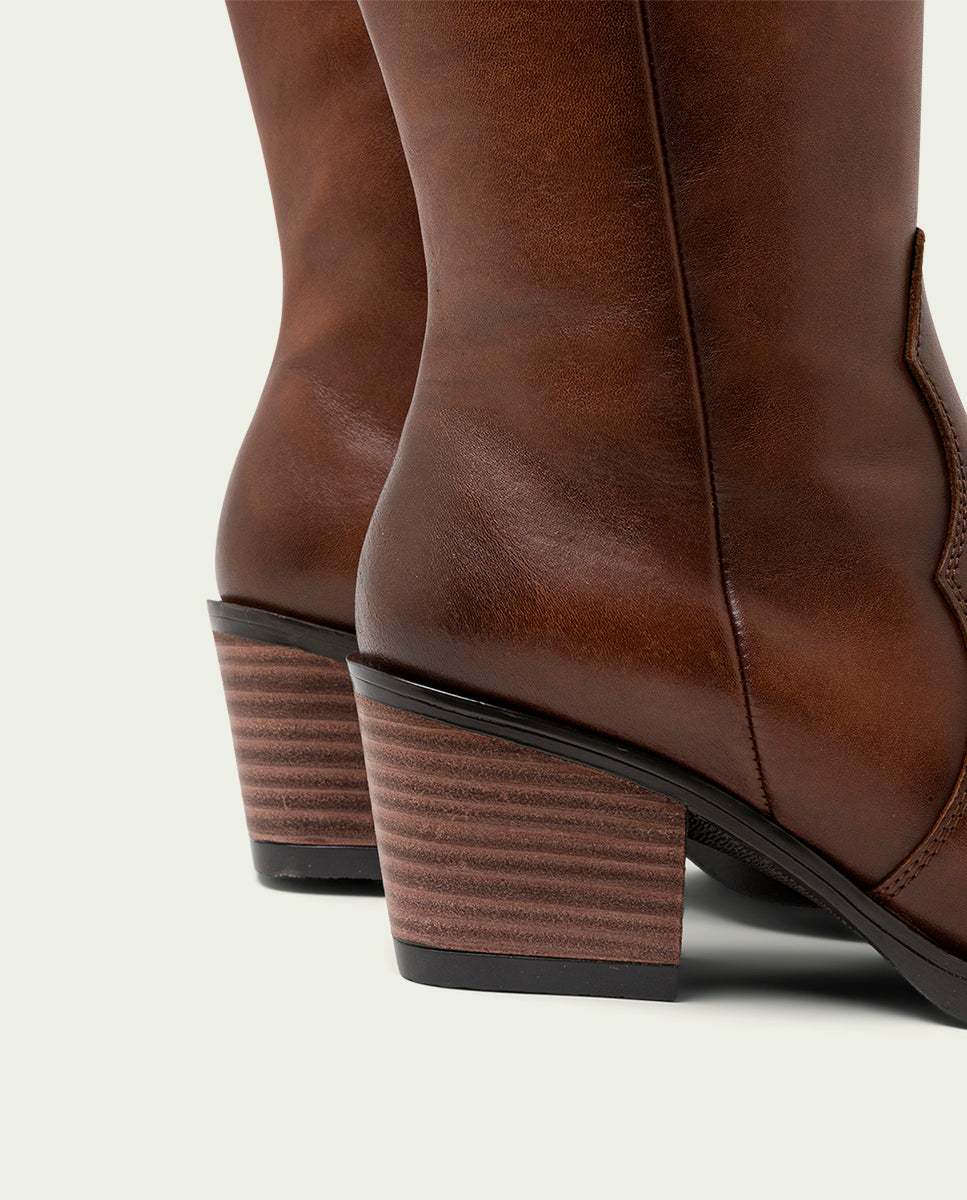 NEREA TAN LEATHER COWBOY BOOTS