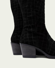 Black Nuria Leather Cowboy Boots with Zipper