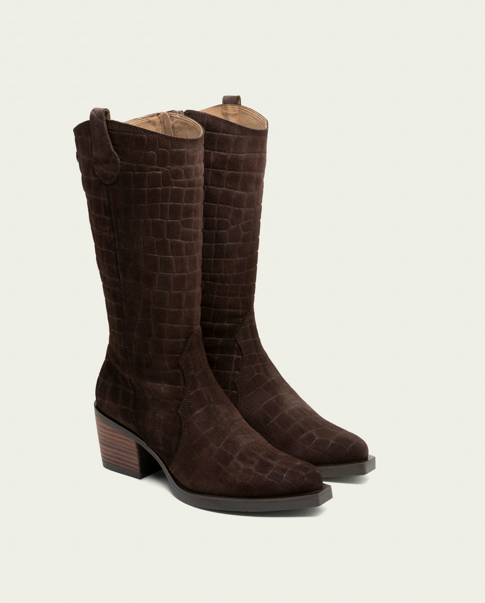 BOTTES COWBOY EN CUIR NURIA MOKA