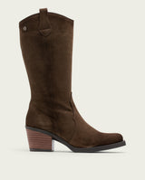 Moka Nora Leather Cowboy Boots with Zipper