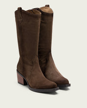 Moka Nora Leather Cowboy Boots with Zipper