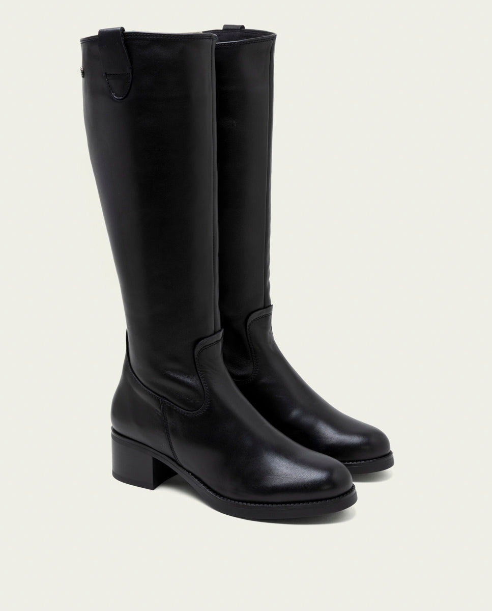 BOTTINES EN CUIR À TALONS OLIVIA MOKA