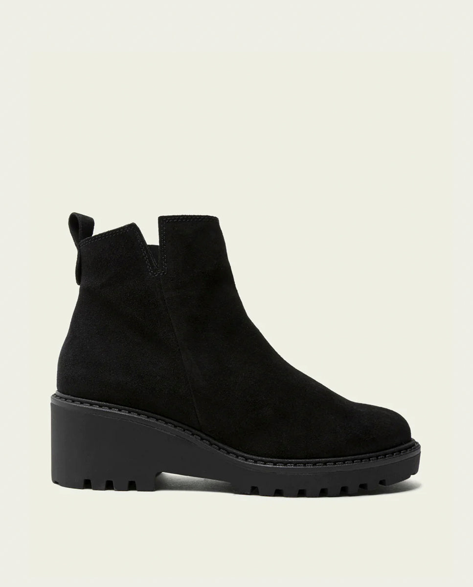 BLACK PAULA LEATHER WEDGE-SOLE ANKLE BOOTS