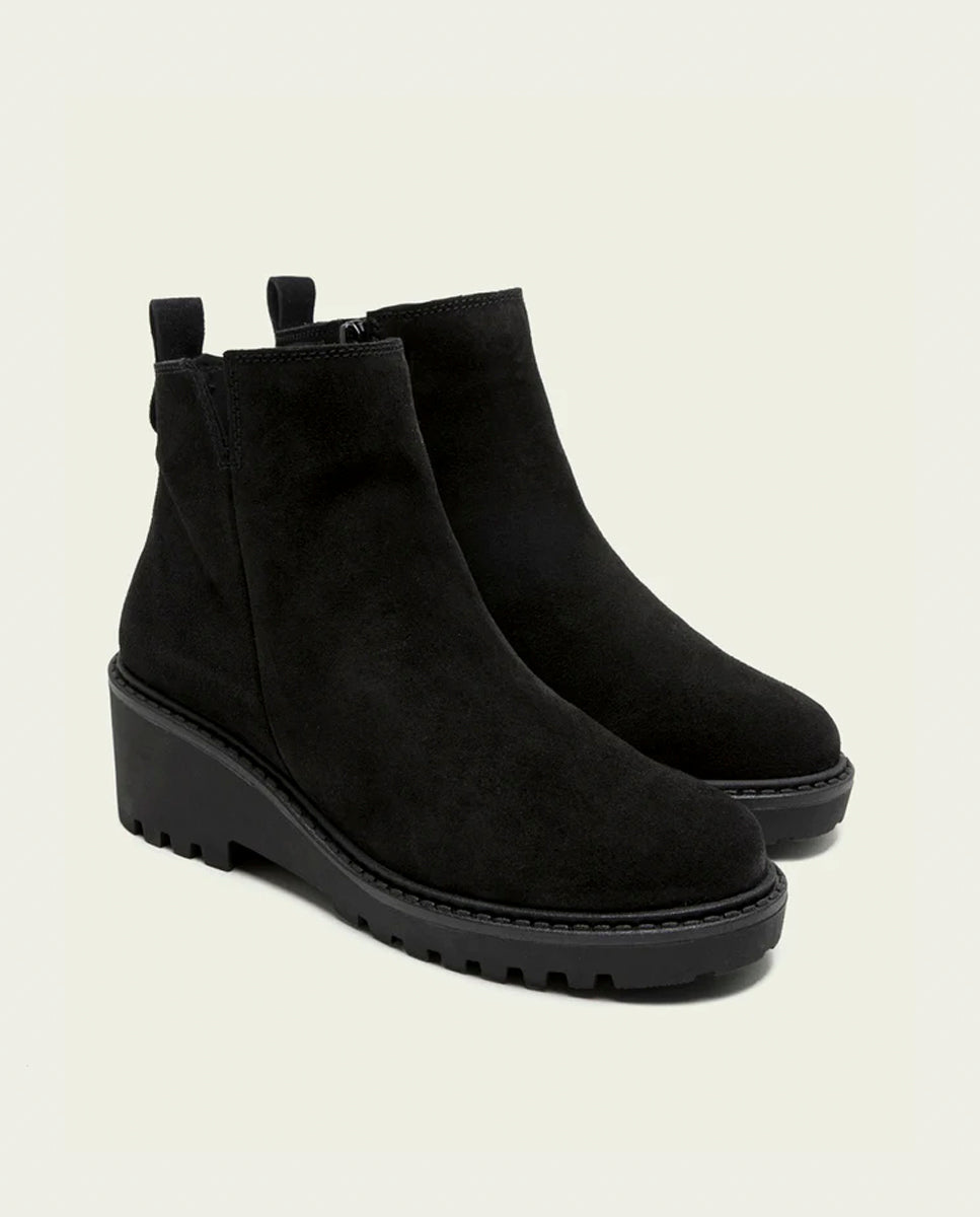 BLACK PAULA LEATHER WEDGE-SOLE ANKLE BOOTS