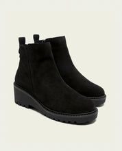 BLACK PAULA LEATHER WEDGE-SOLE ANKLE BOOTS