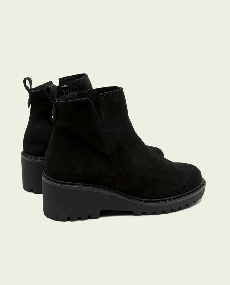 BLACK PAULA LEATHER WEDGE-SOLE ANKLE BOOTS