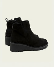 BLACK PAULA LEATHER WEDGE-SOLE ANKLE BOOTS