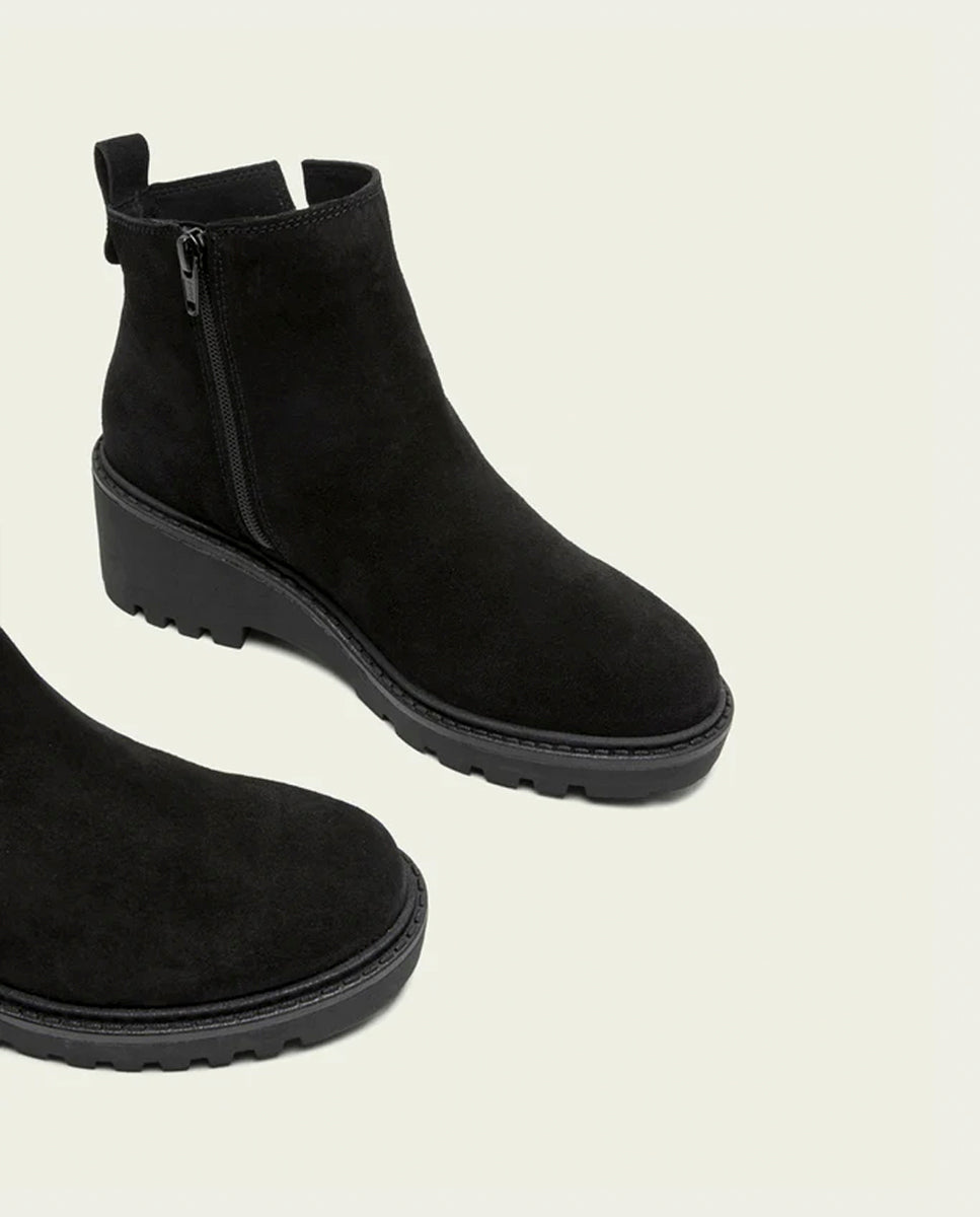 BLACK PAULA LEATHER WEDGE-SOLE ANKLE BOOTS