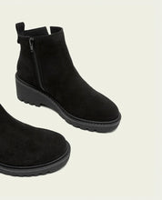 BLACK PAULA LEATHER WEDGE-SOLE ANKLE BOOTS