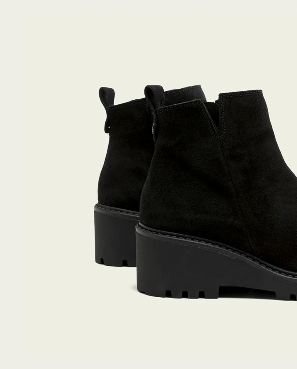 BLACK PAULA LEATHER WEDGE-SOLE ANKLE BOOTS
