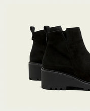 BLACK PAULA LEATHER WEDGE-SOLE ANKLE BOOTS