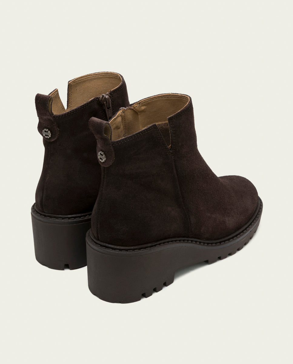 MOKA PAULA LEATHER WEDGE-HEEL ANKLE BOOTS