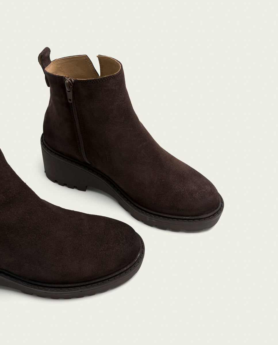 MOKA PAULA LEATHER WEDGE-HEEL ANKLE BOOTS