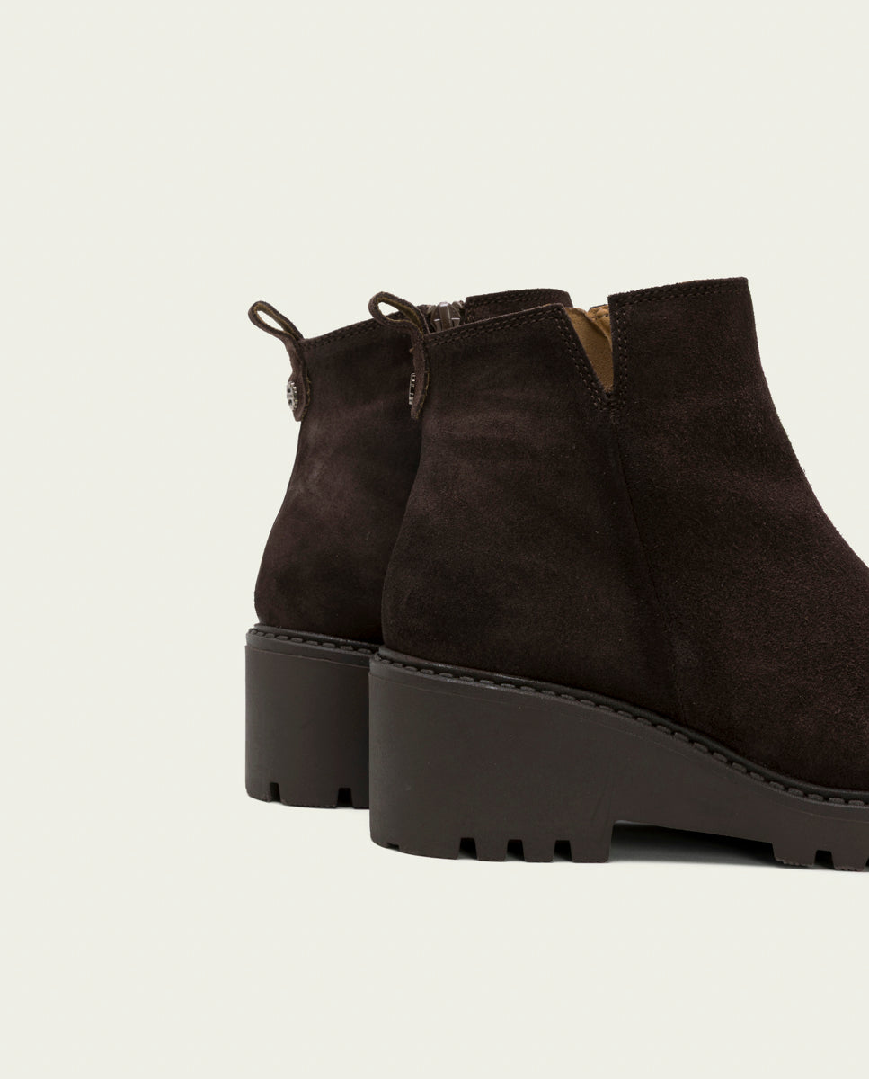 MOKA PAULA LEATHER WEDGE-HEEL ANKLE BOOTS