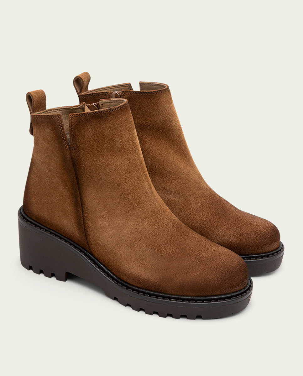BOTTINES EN CUIR À TALON COMPENSÉ PAULA CUIR