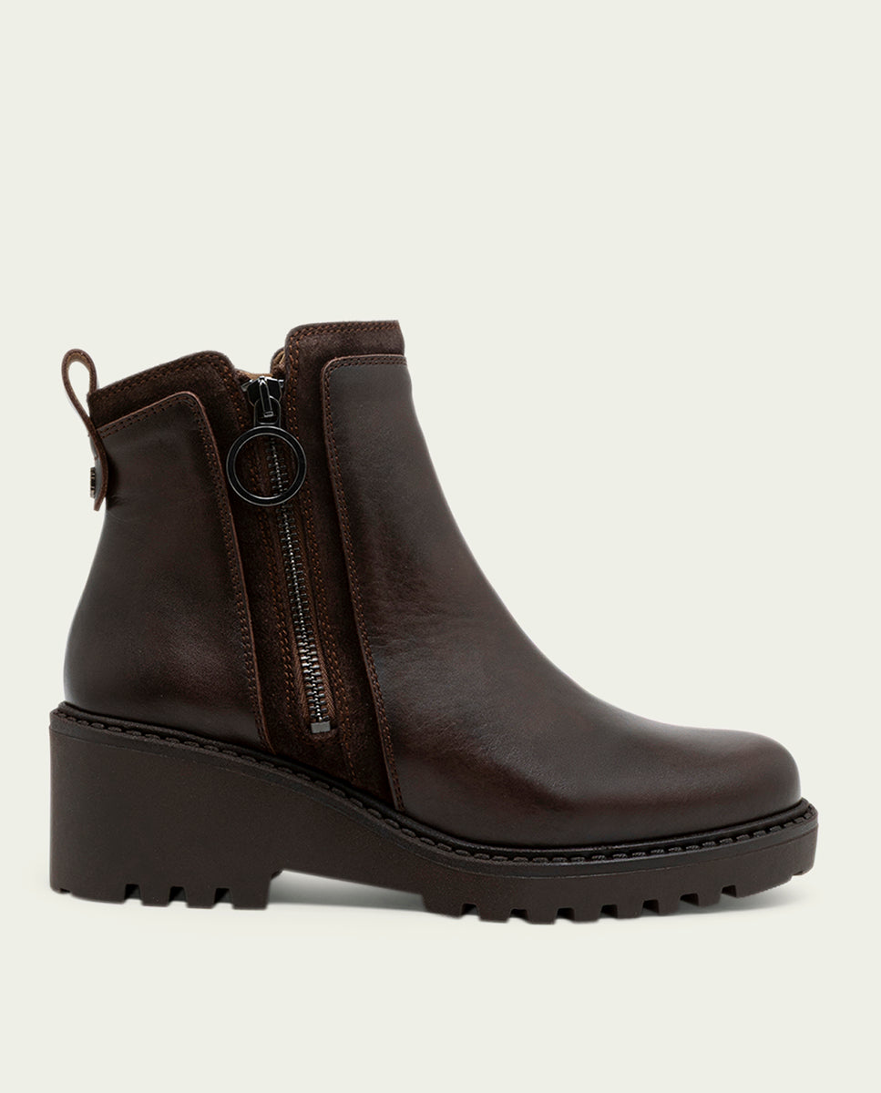 MOKA PAZ LEATHER ZIPPER ANKLE BOOTS