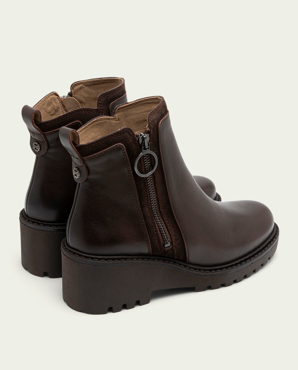 MOKA PAZ LEATHER ZIPPER ANKLE BOOTS
