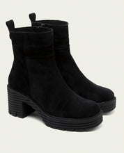 BLACK SALMA LEATHER HEEL ZIPPER ANKLE BOOTS