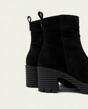 BLACK SALMA LEATHER HEEL ZIPPER ANKLE BOOTS