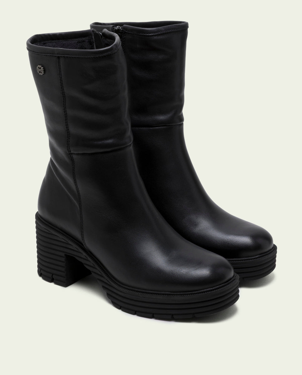 BLACK SONIA LEATHER ZIPPER BOOTS