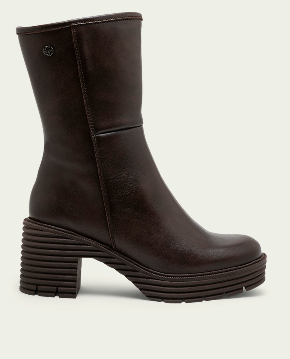 MOKA SONIA LEATHER ZIPPER BOOTS