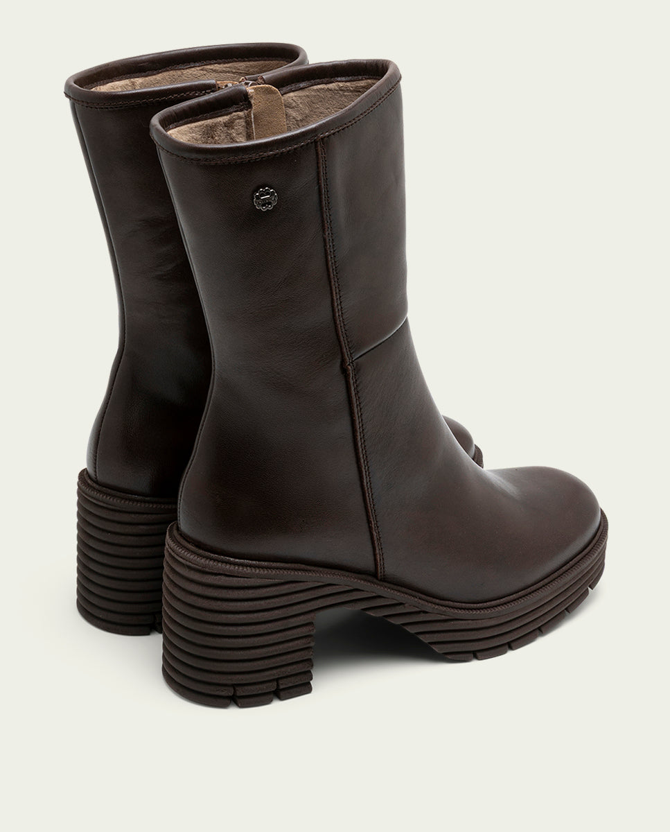 MOKA SONIA LEATHER ZIPPER BOOTS