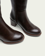 Triana Moka Leather Heeled Boots